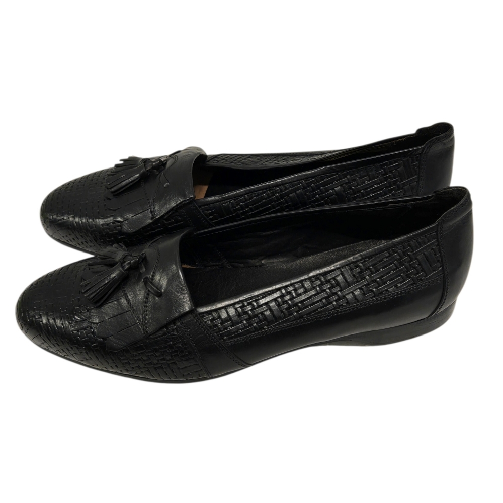 NEW Ennesi Italy Black Leather Loafers  SZ 8.5‎